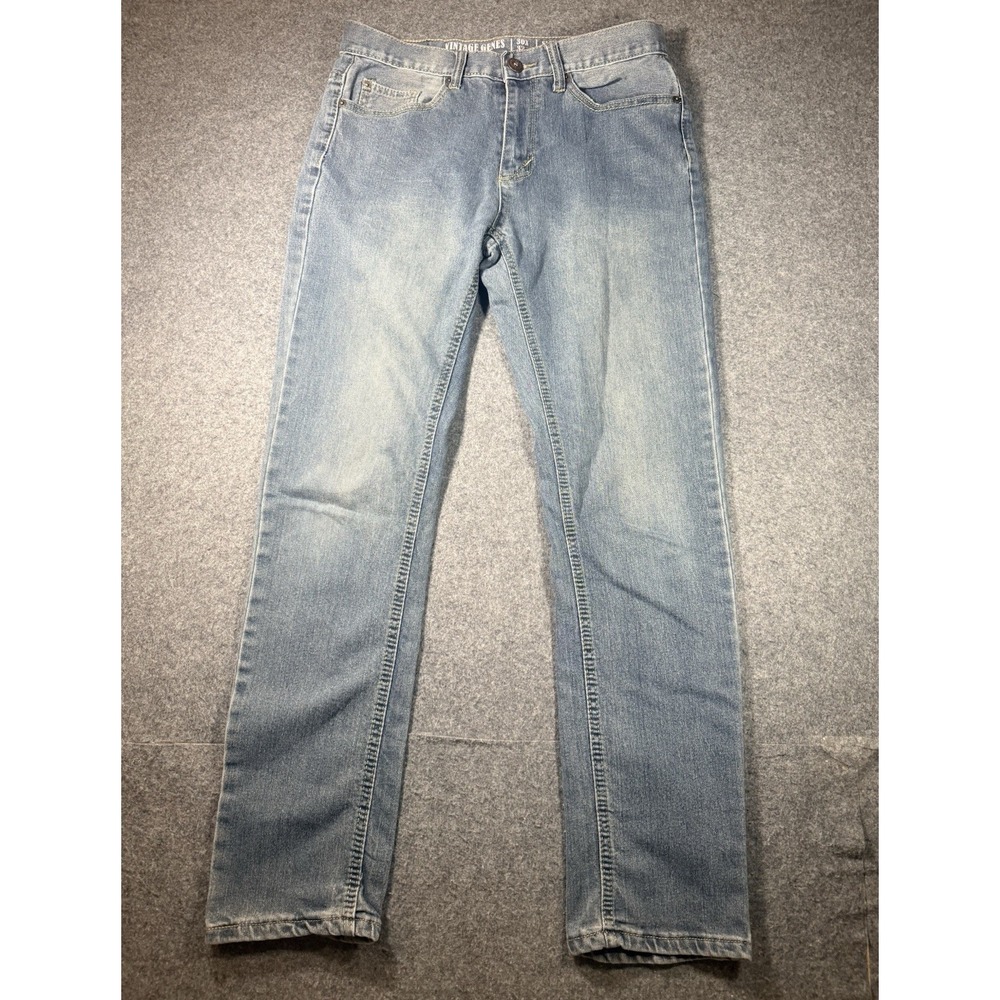 Vintage Genes Blue Jeans Mens Size 30x32 Slim Fit Comfort Stretch Lived In Denim